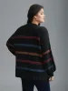 Multi-Color Stripes Textured Crew Neck Pullover sold by Bloomchic