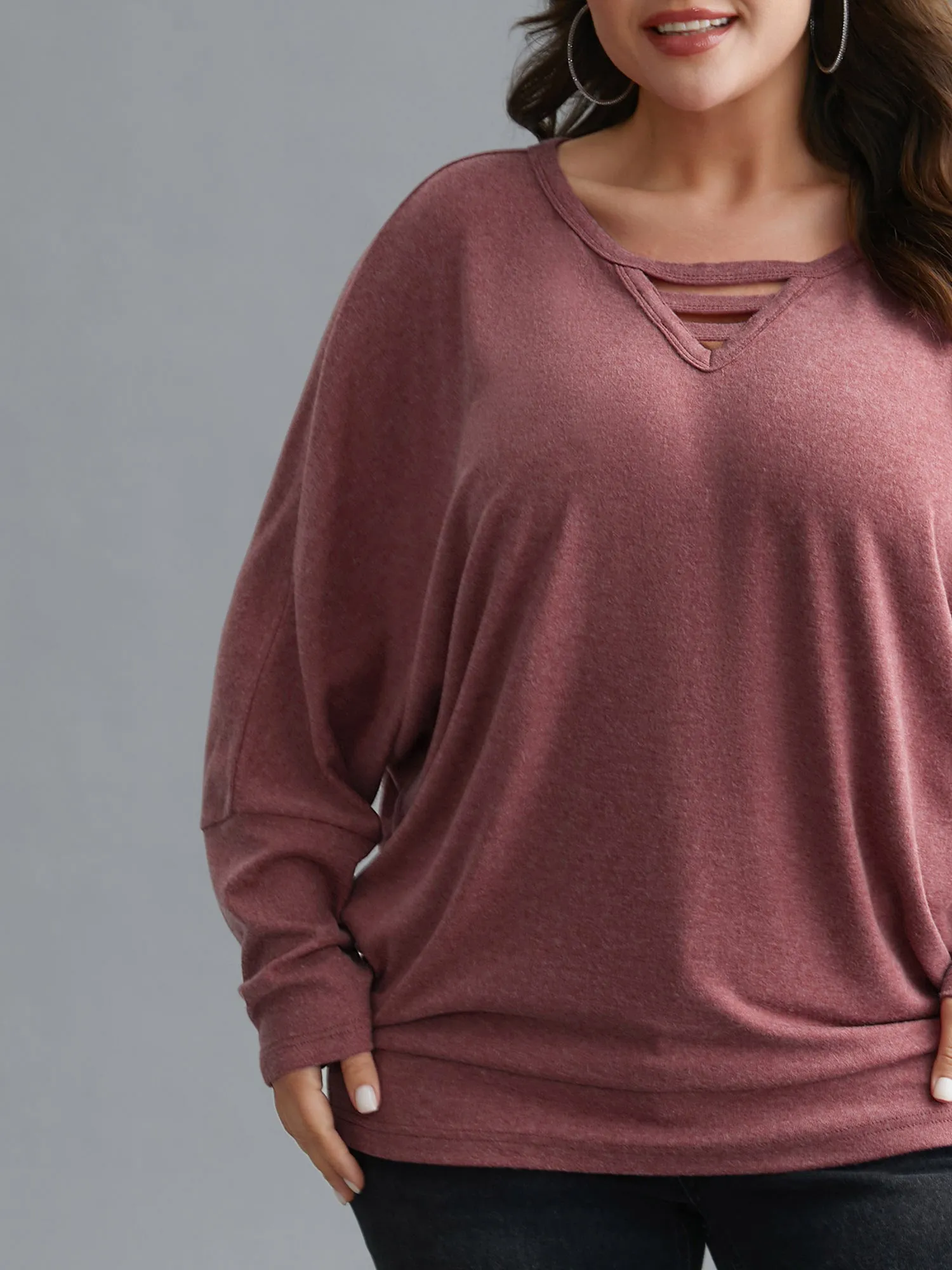 V-Neck Cut-out Seamed T-shirt sold by Bloomchic product image thumbnail 5