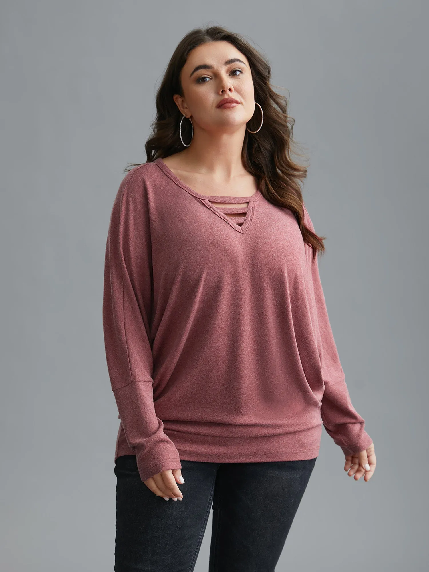 V-Neck Cut-out Seamed T-shirt sold by Bloomchic product image thumbnail 2