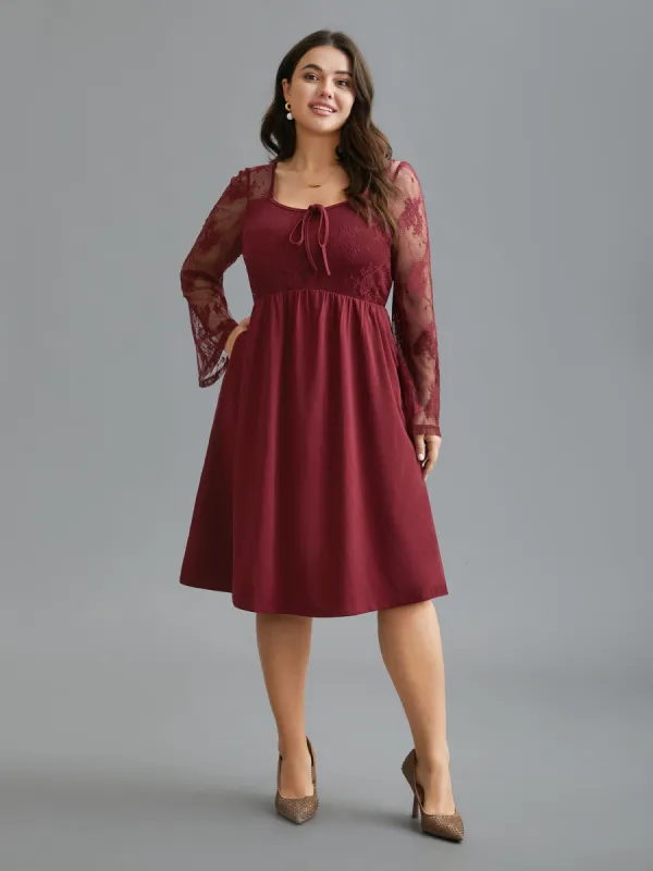 Crochet Lace Mesh Bell Sleeve Dress sold by Bloomchic