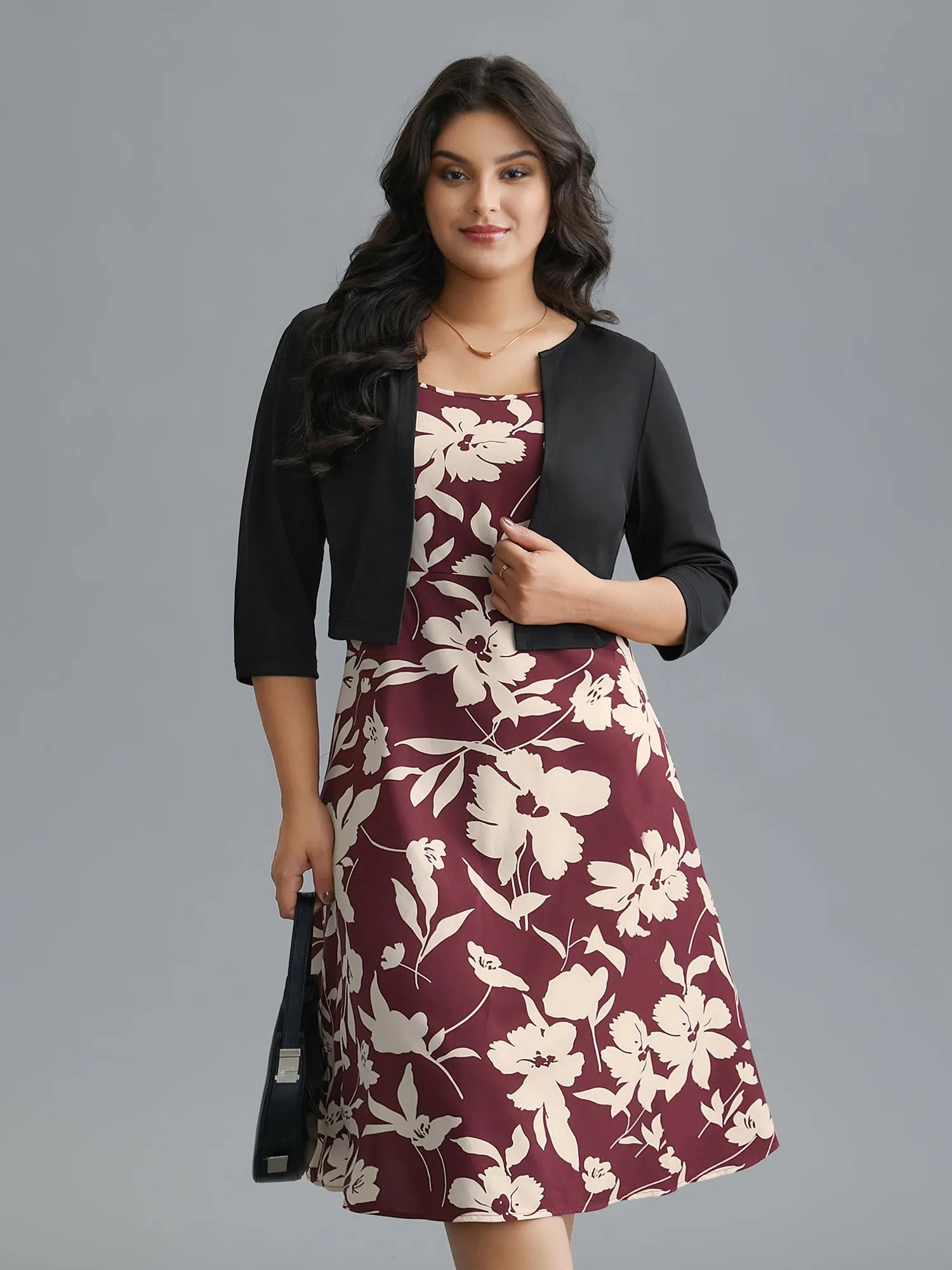 2-In-1 Floral Print Color Contrast Dress sold by Bloomchic product image thumbnail 2