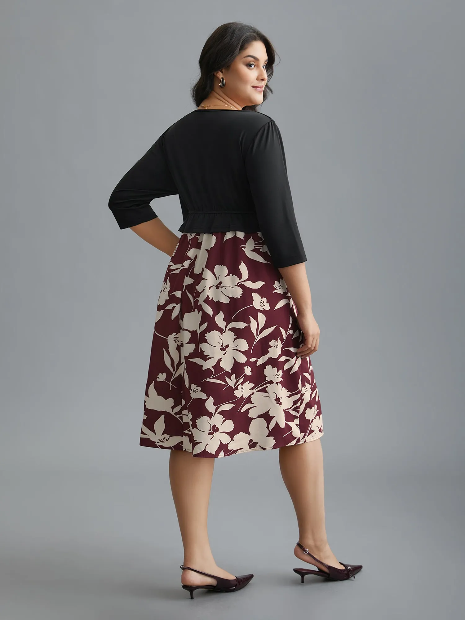 2-In-1 Floral Print Color Contrast Dress sold by Bloomchic product image thumbnail 5