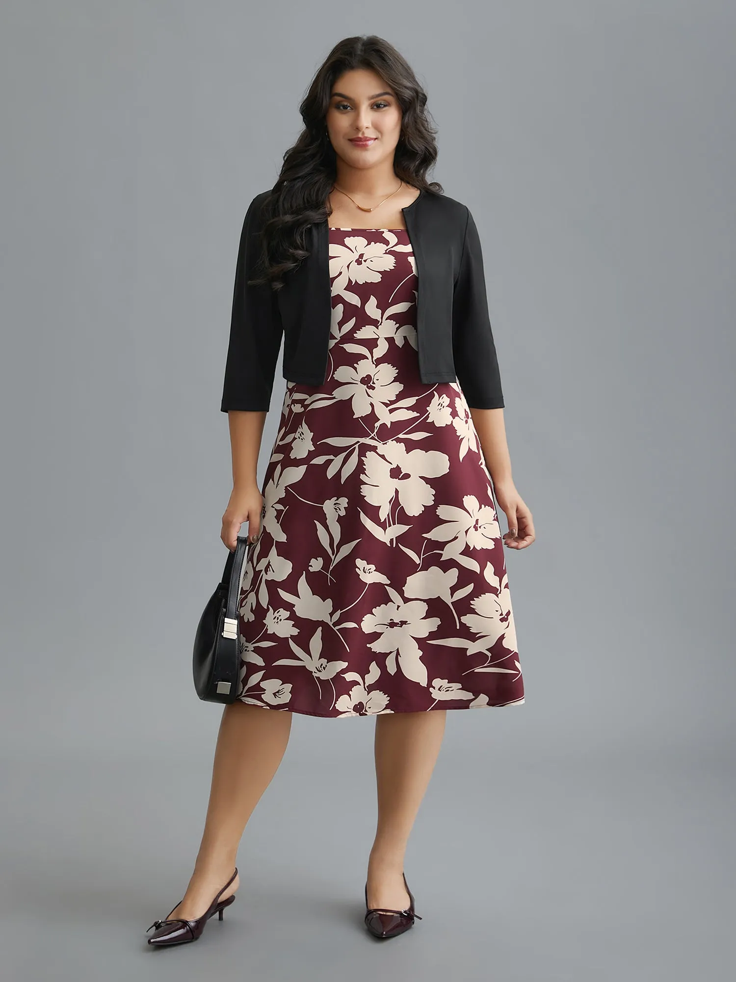 2-In-1 Floral Print Color Contrast Dress sold by Bloomchic