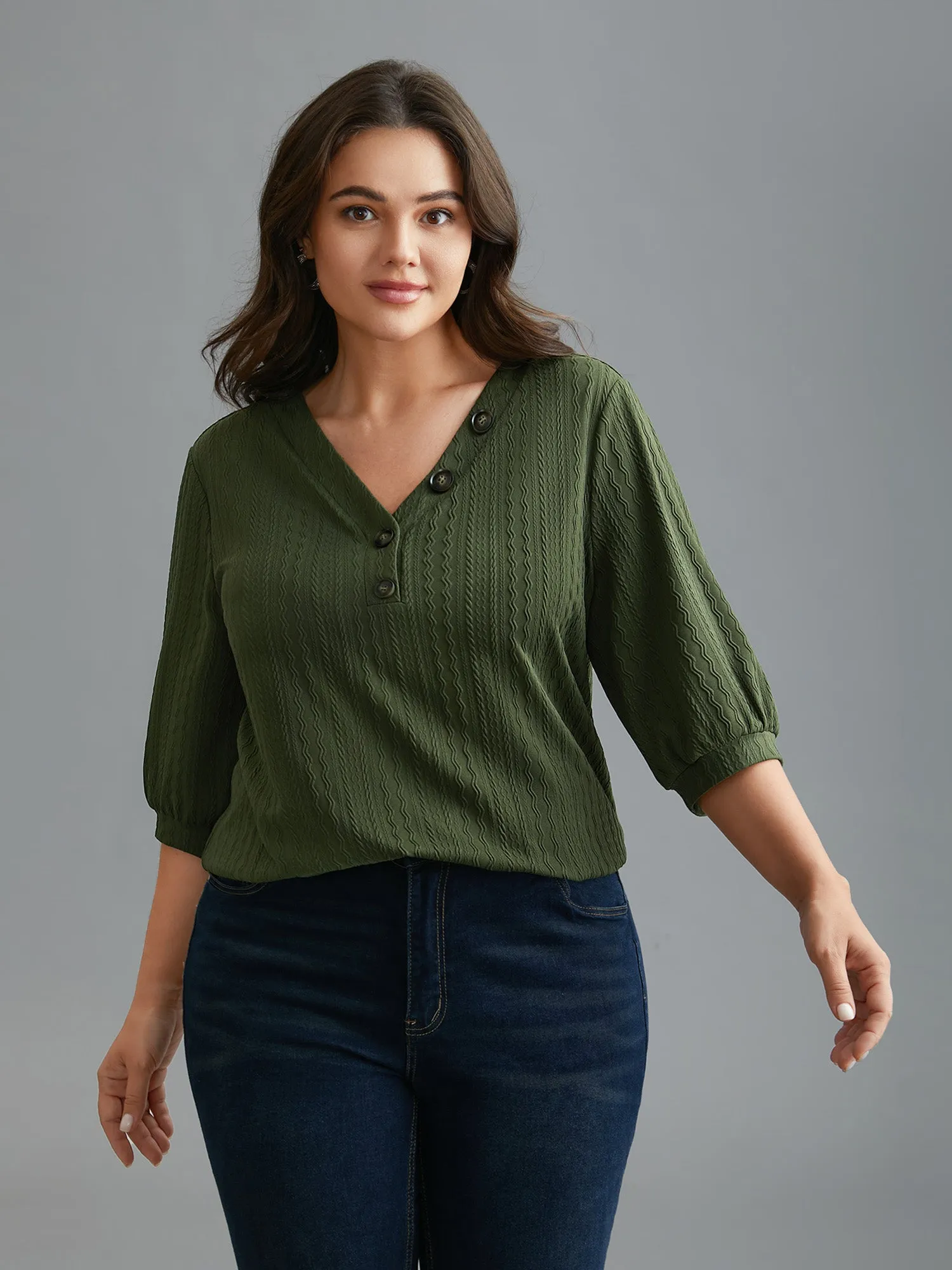 Plain Knit Texture Gathered Top sold by Bloomchic product image thumbnail 3