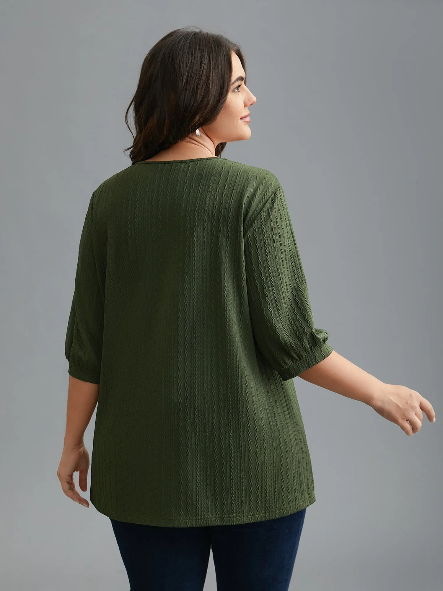 Plain Knit Texture Gathered Top sold by Bloomchic product image thumbnail 5