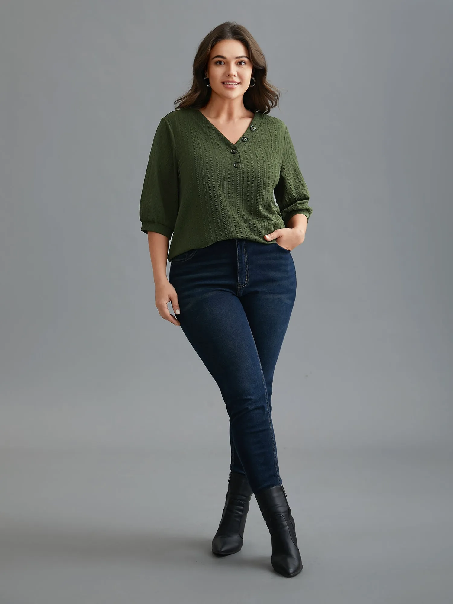Plain Knit Texture Gathered Top sold by Bloomchic product image thumbnail 2