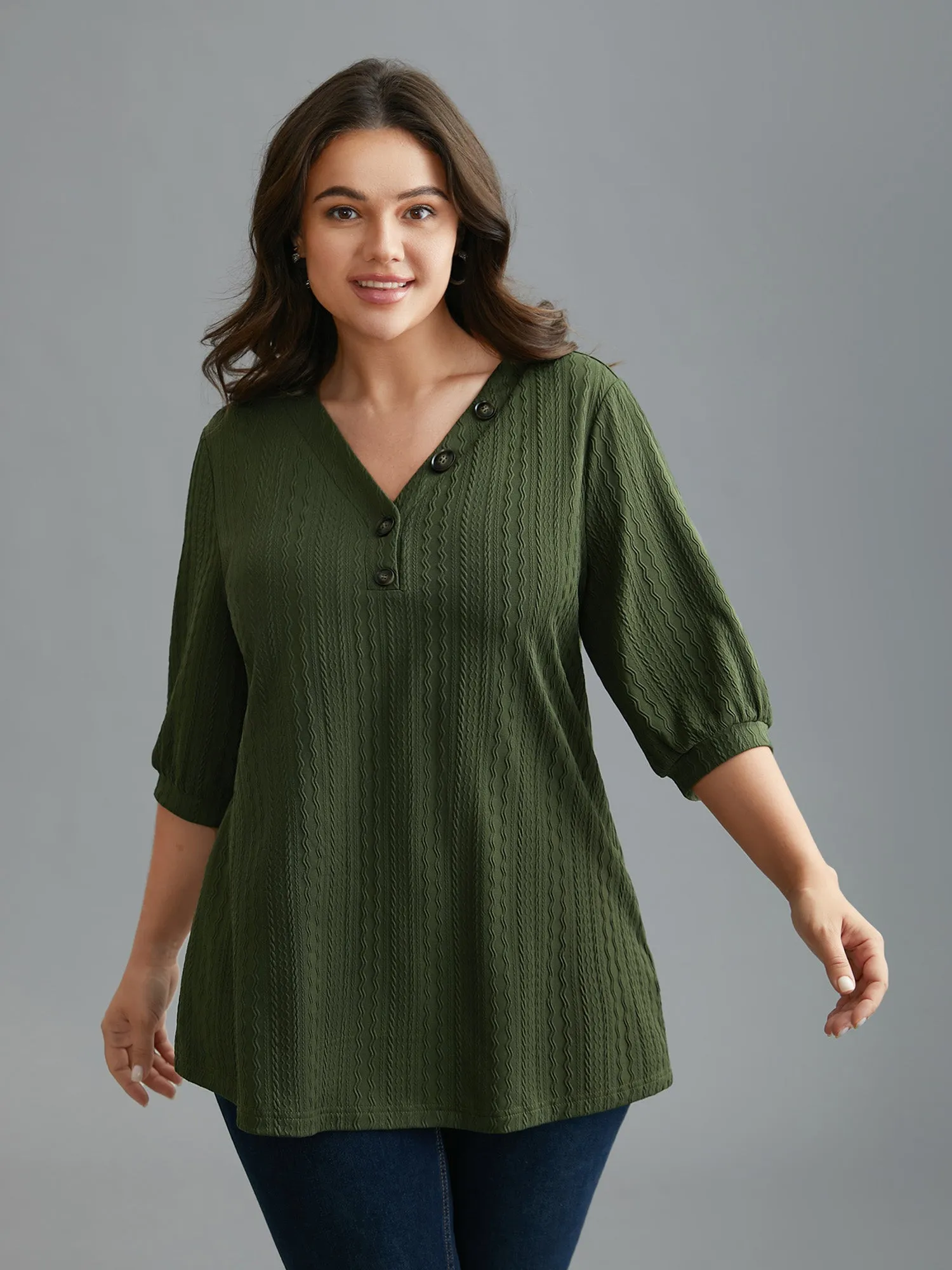 Plain Knit Texture Gathered Top sold by Bloomchic product image thumbnail 4