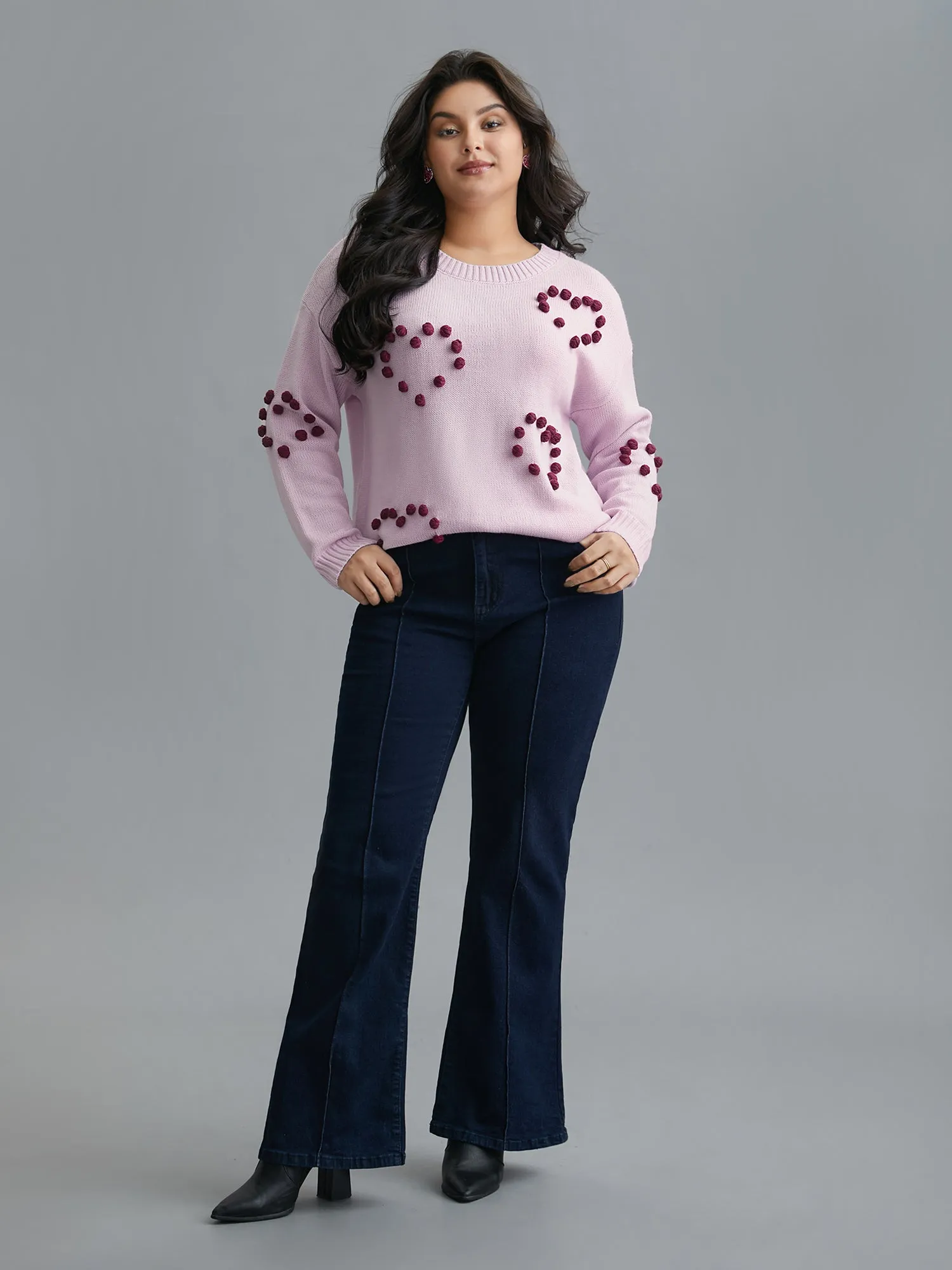 3D Hearts Drop Shoulder Sleeve Pullover sold by Bloomchic product image thumbnail 3