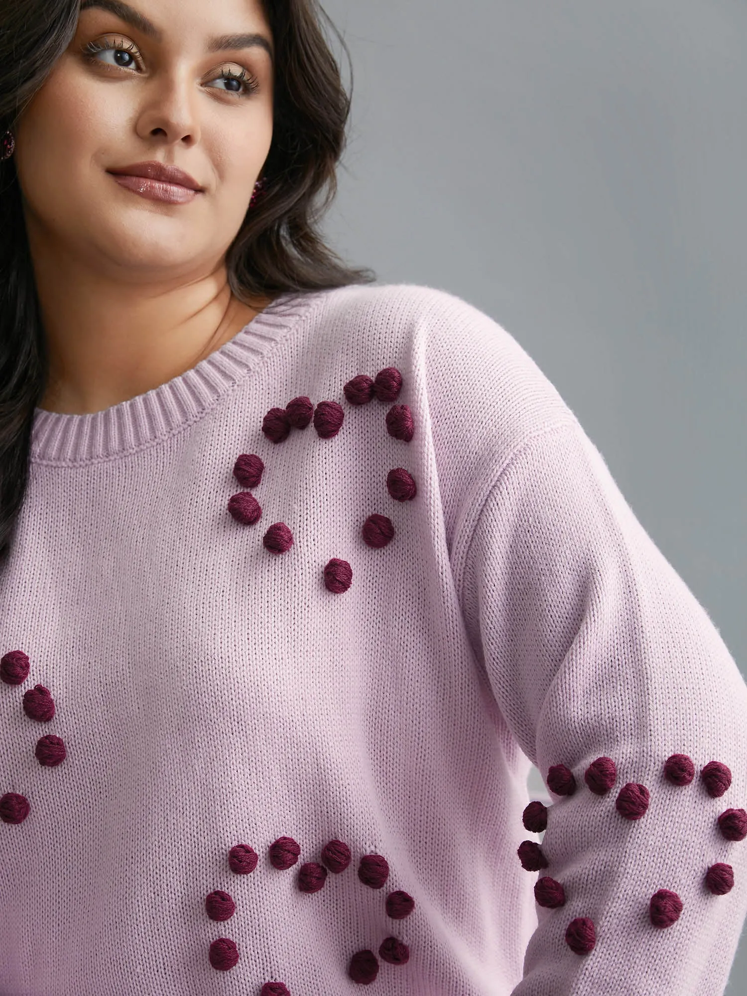 3D Hearts Drop Shoulder Sleeve Pullover sold by Bloomchic product image thumbnail 5