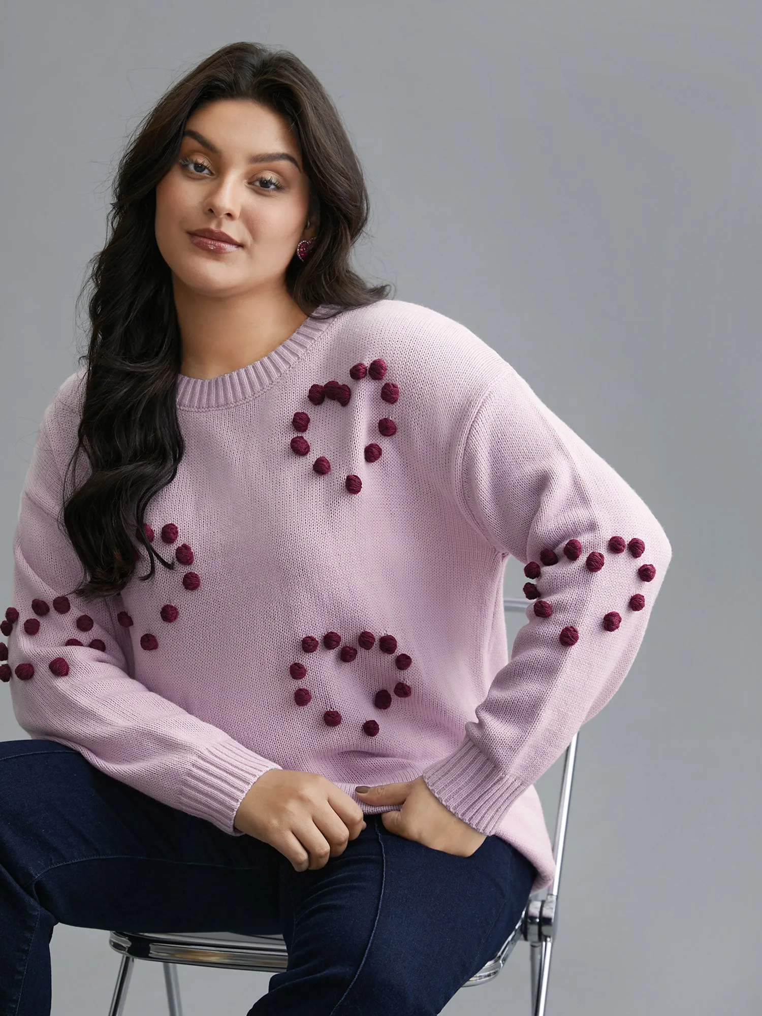 3D Hearts Drop Shoulder Sleeve Pullover sold by Bloomchic product image thumbnail 4