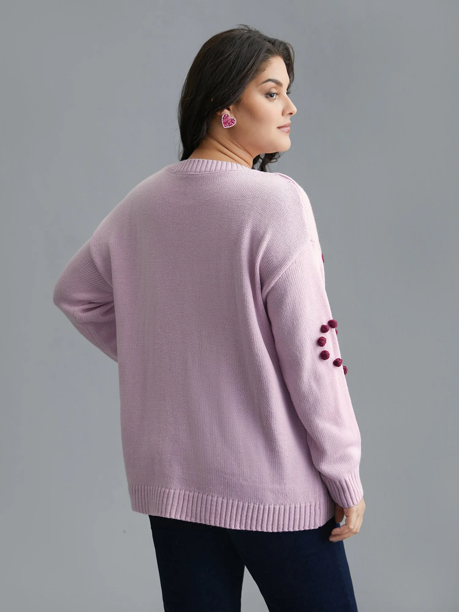 3D Hearts Drop Shoulder Sleeve Pullover sold by Bloomchic product image thumbnail 2