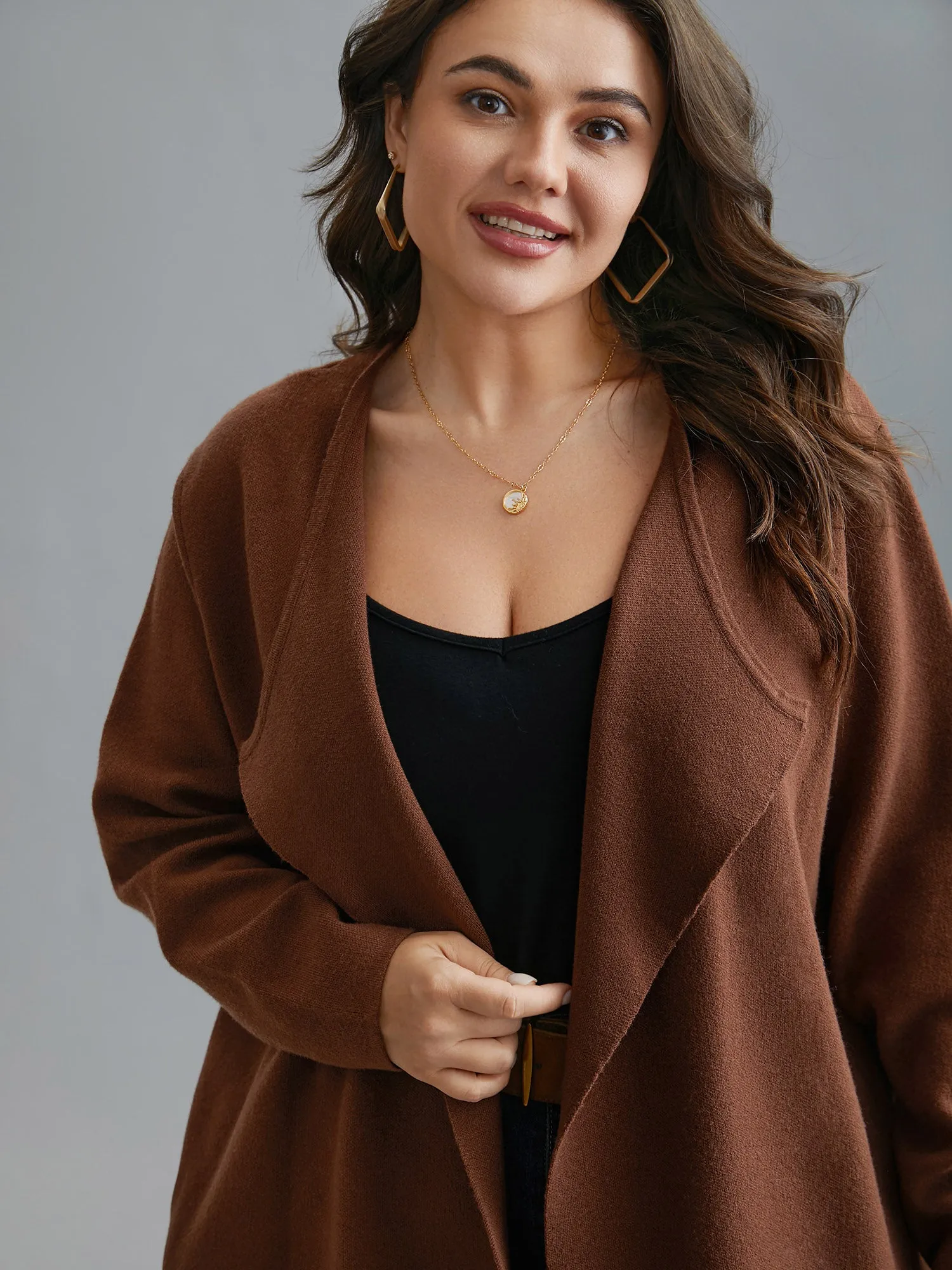 Supersoft Essentials Side Pocket Collared Knit Cardigan sold by Bloomchic product image thumbnail 5