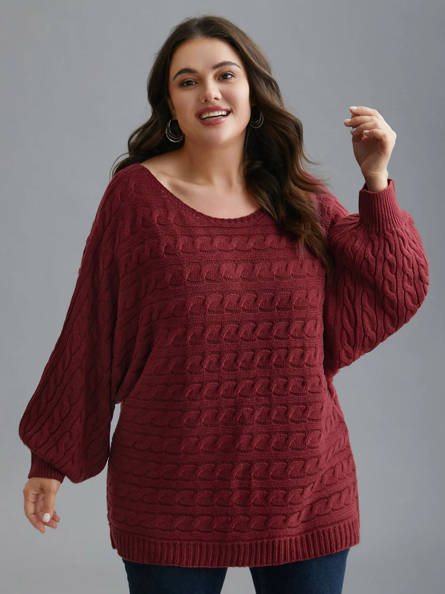 Cable Knit Dolman Sleeve Pullover sold by Bloomchic