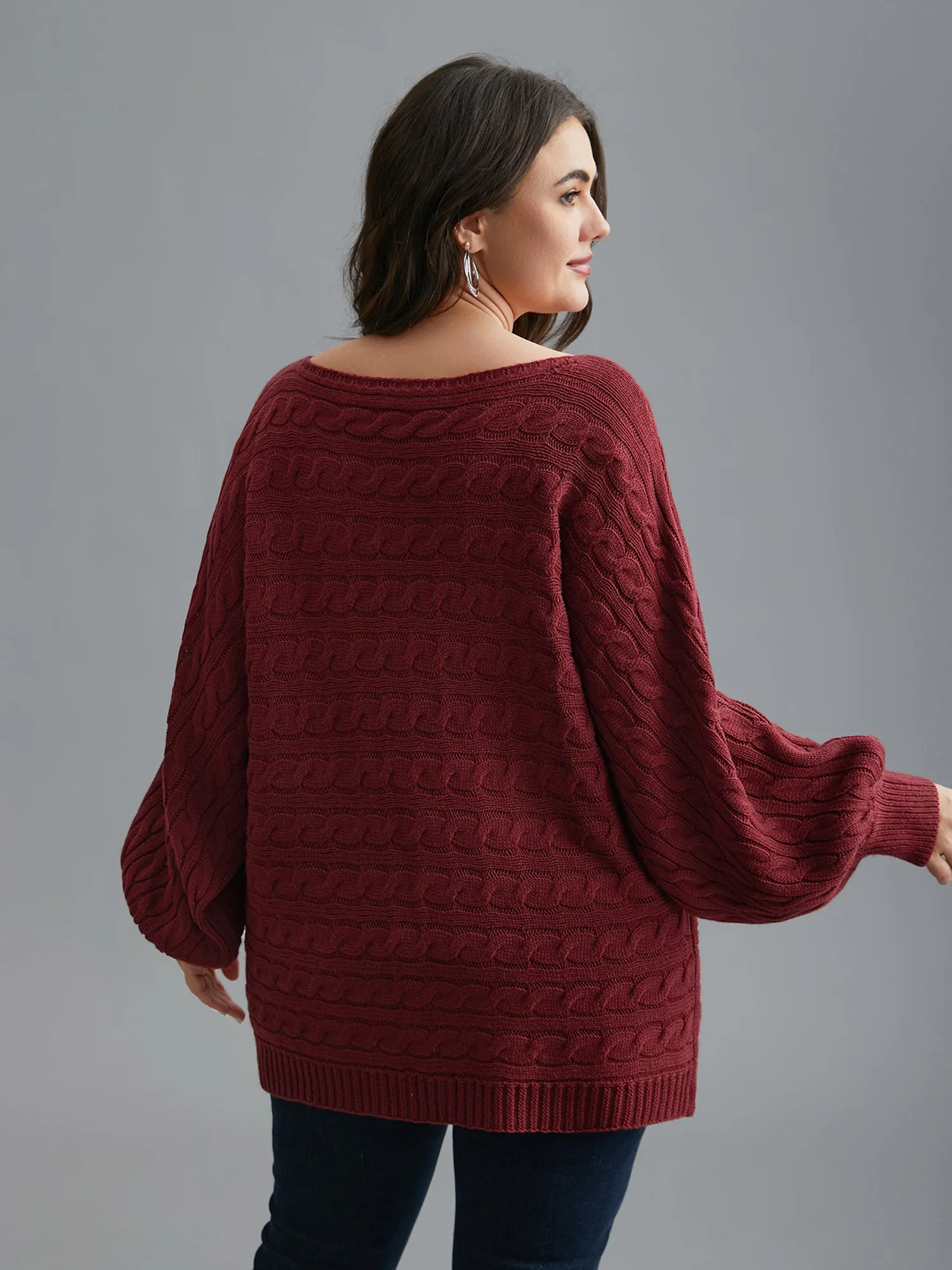 Cable Knit Dolman Sleeve Pullover sold by Bloomchic product image thumbnail 2