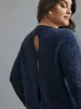 Back Cut-Out Textured Drop Shoulder Sleeve Pullover sold by Bloomchic