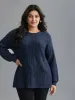 Back Cut-Out Textured Drop Shoulder Sleeve Pullover sold by Bloomchic