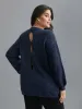 Back Cut-Out Textured Drop Shoulder Sleeve Pullover sold by Bloomchic