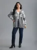 Floral Pattern Open-Front Knitted Cardigan sold by Bloomchic