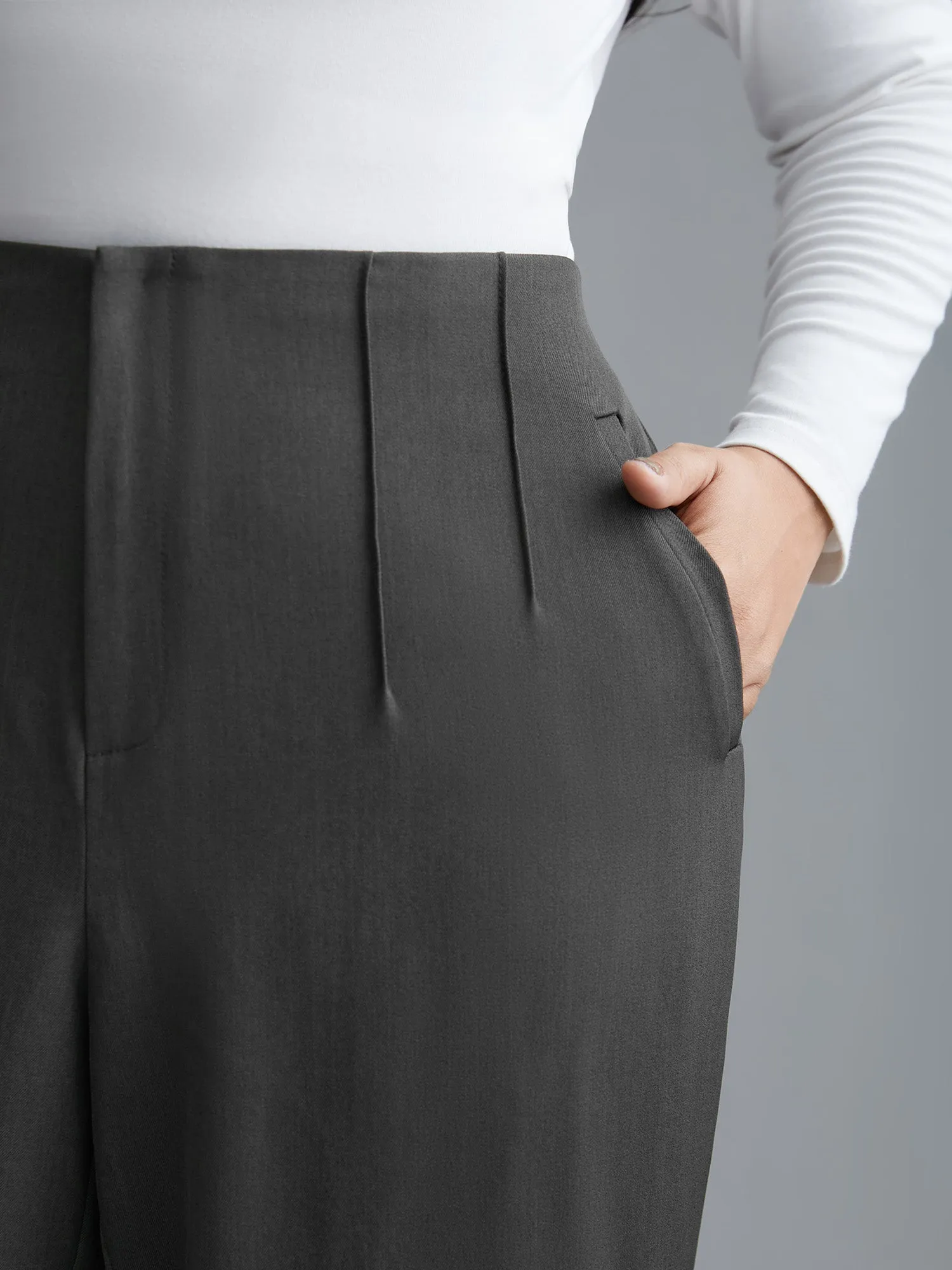 Pleated Mid-Rise Straight Leg Pants sold by Bloomchic product image thumbnail 3