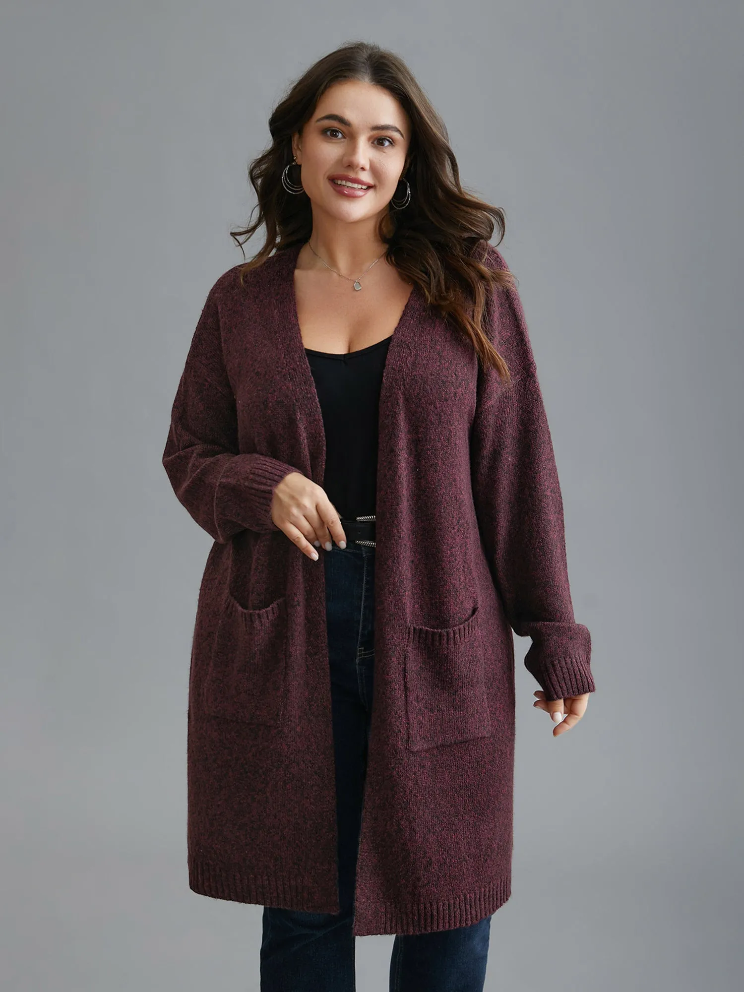Solid Patch Pocket Long Knit Cardigan sold by Bloomchic product image thumbnail 4