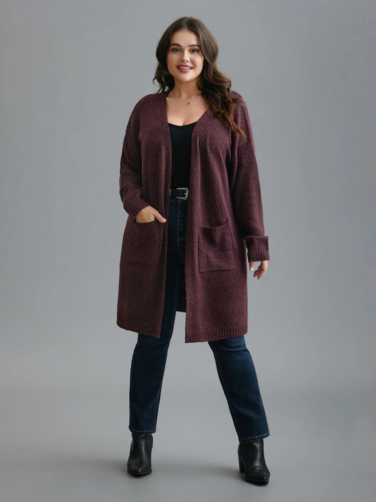 Solid Patch Pocket Long Knit Cardigan sold by Bloomchic product image thumbnail 3