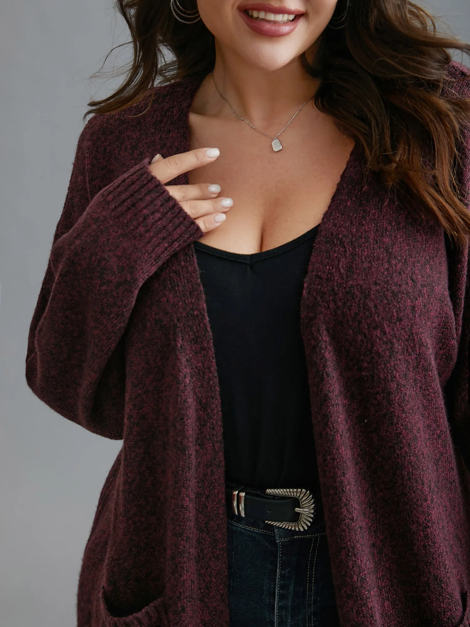 Solid Patch Pocket Long Knit Cardigan sold by Bloomchic product image thumbnail 5
