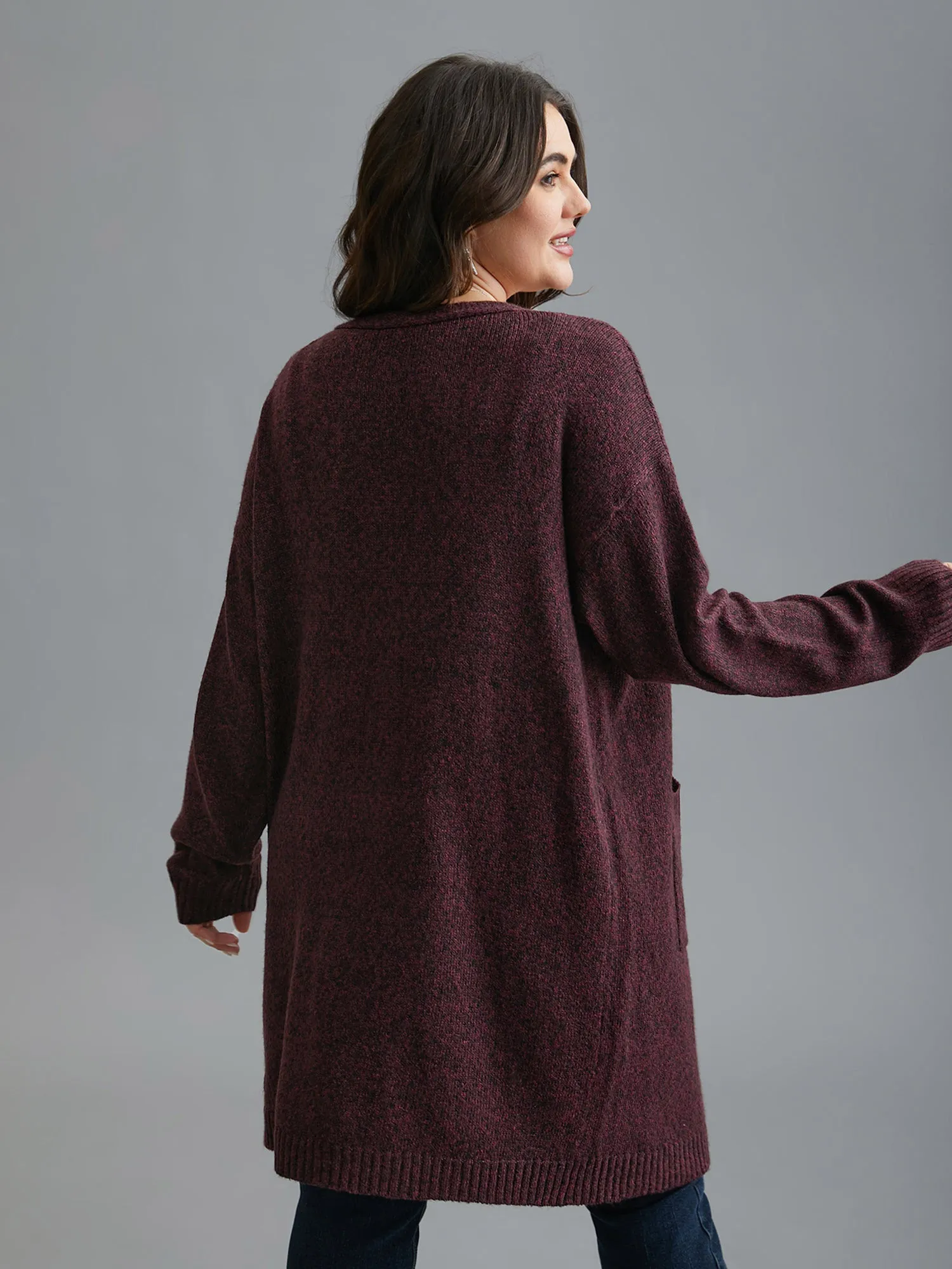 Solid Patch Pocket Long Knit Cardigan sold by Bloomchic product image thumbnail 2