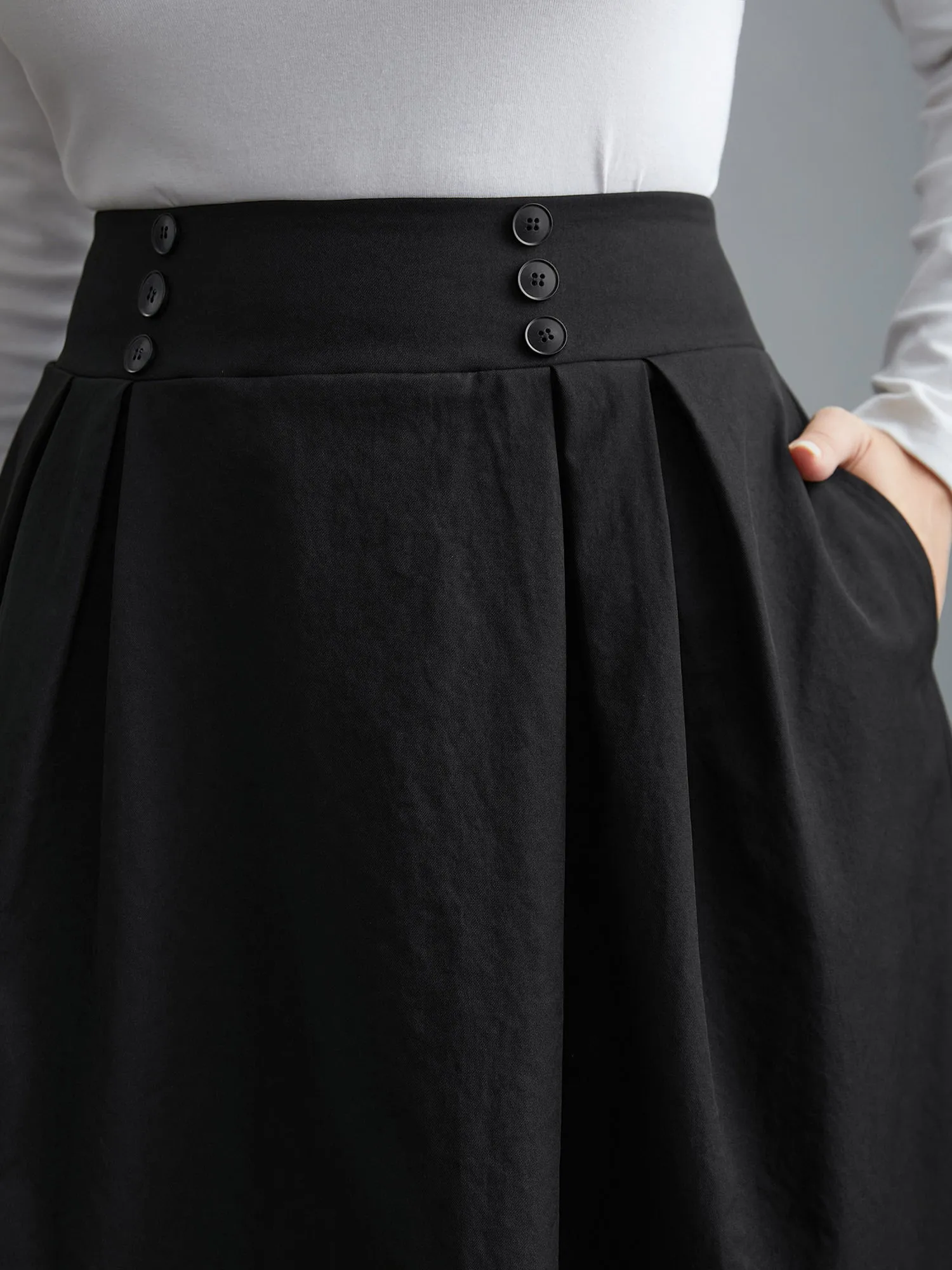 Elastic Waist Fastener Pleated Skirt sold by Bloomchic product image thumbnail 5