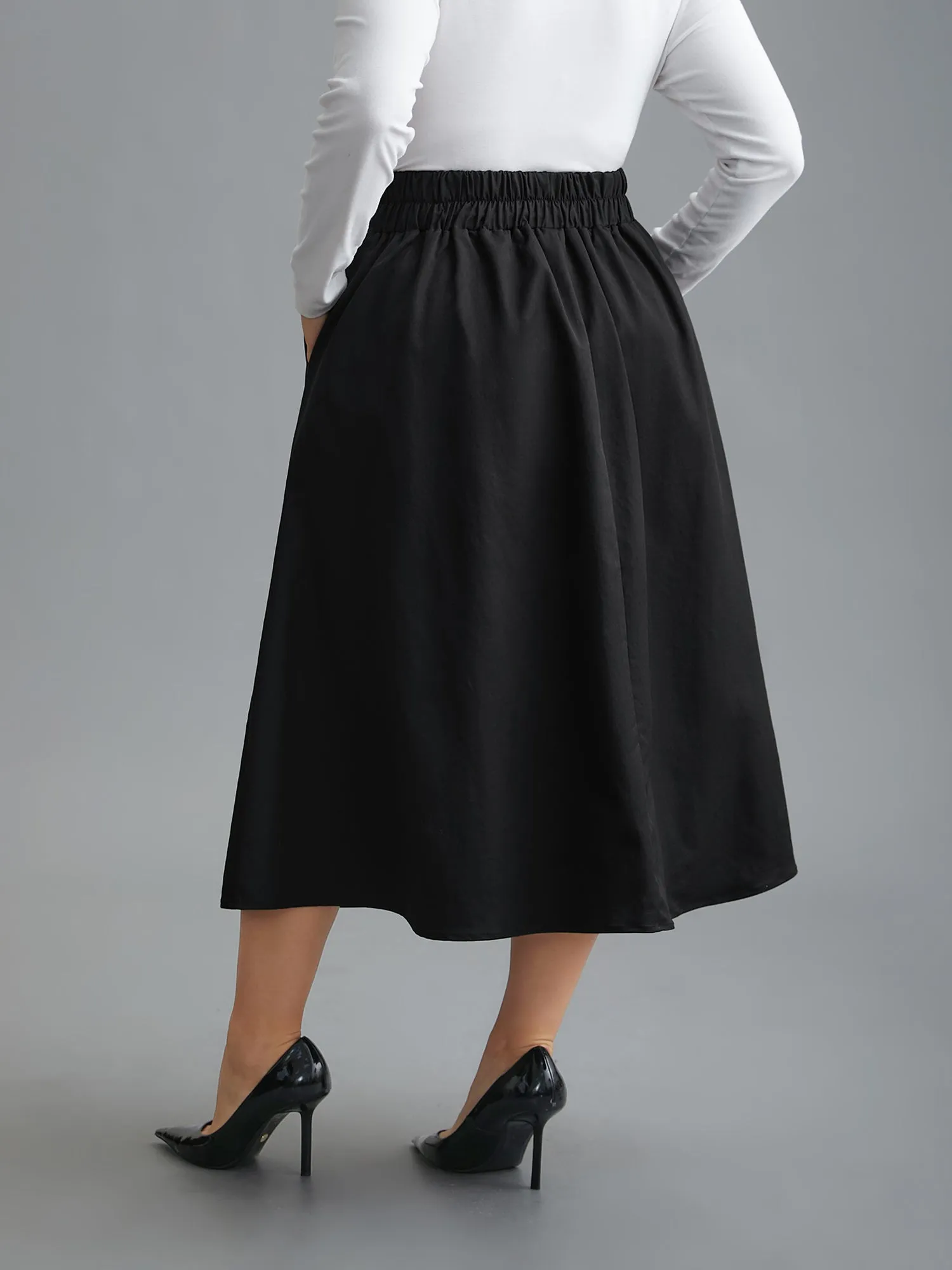 Elastic Waist Fastener Pleated Skirt sold by Bloomchic product image thumbnail 3