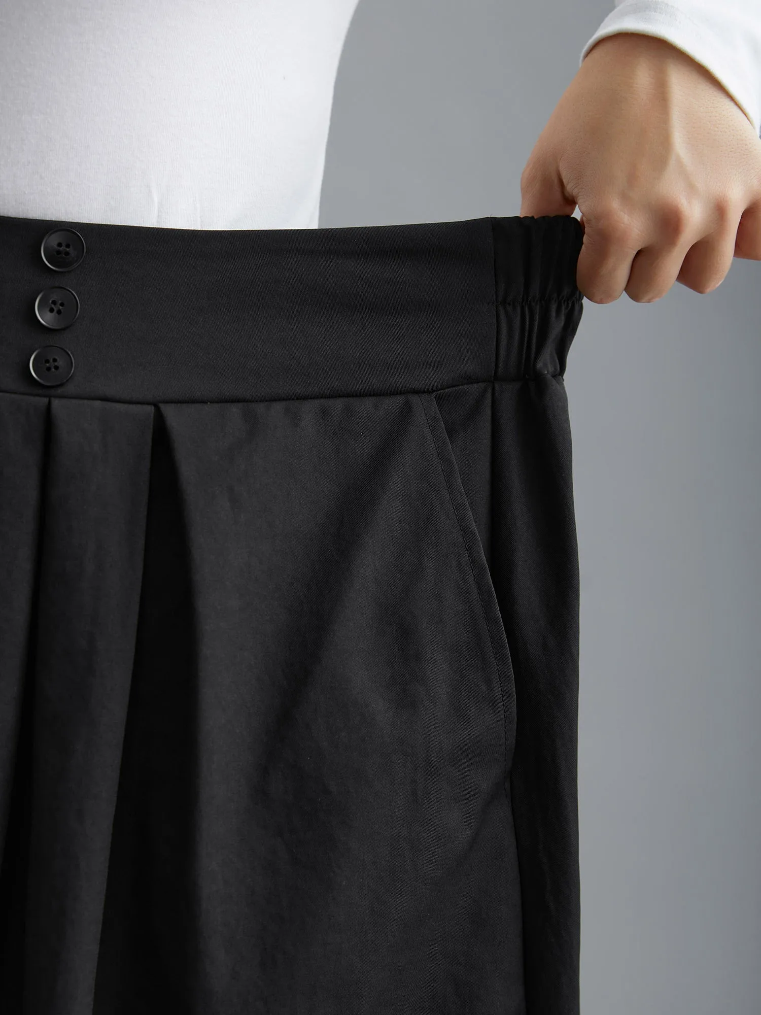 Elastic Waist Fastener Pleated Skirt sold by Bloomchic product image thumbnail 4