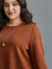 Textured Round Neck Stretchy Sweatshirt sold by Bloomchic