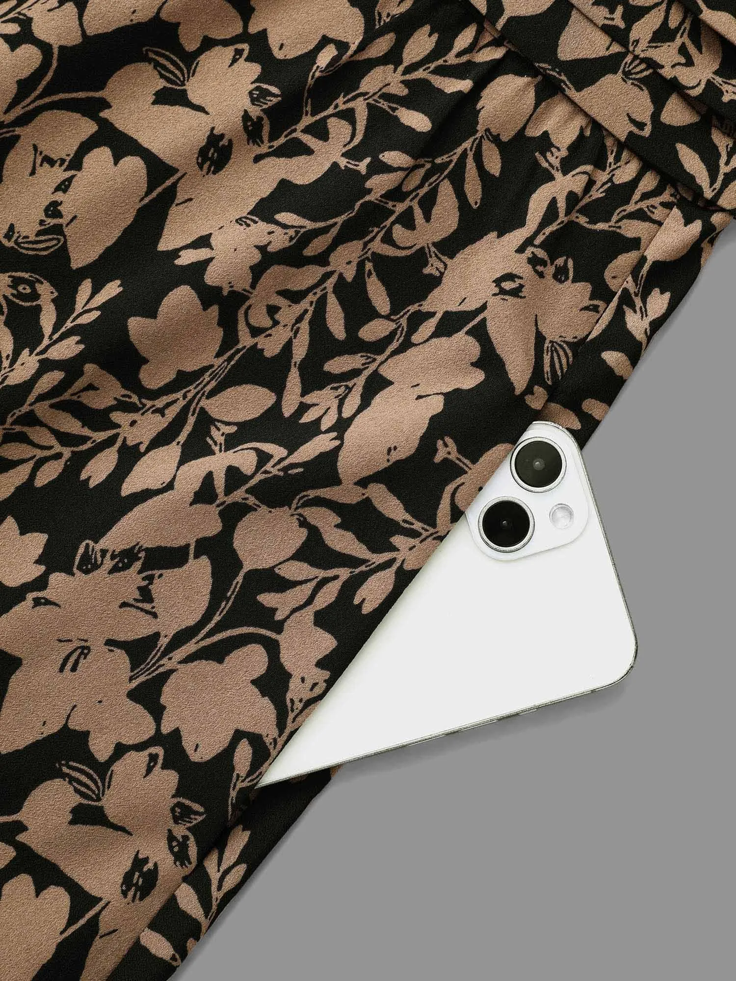 Floral Mock Neck Ruffles Pleated Waist Dress sold by Bloomchic product image thumbnail 5