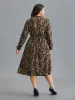 Floral Mock Neck Ruffles Pleated Waist Dress sold by Bloomchic