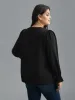 Notched Collar Pleated Lantern Sleeve Blouse sold by Bloomchic