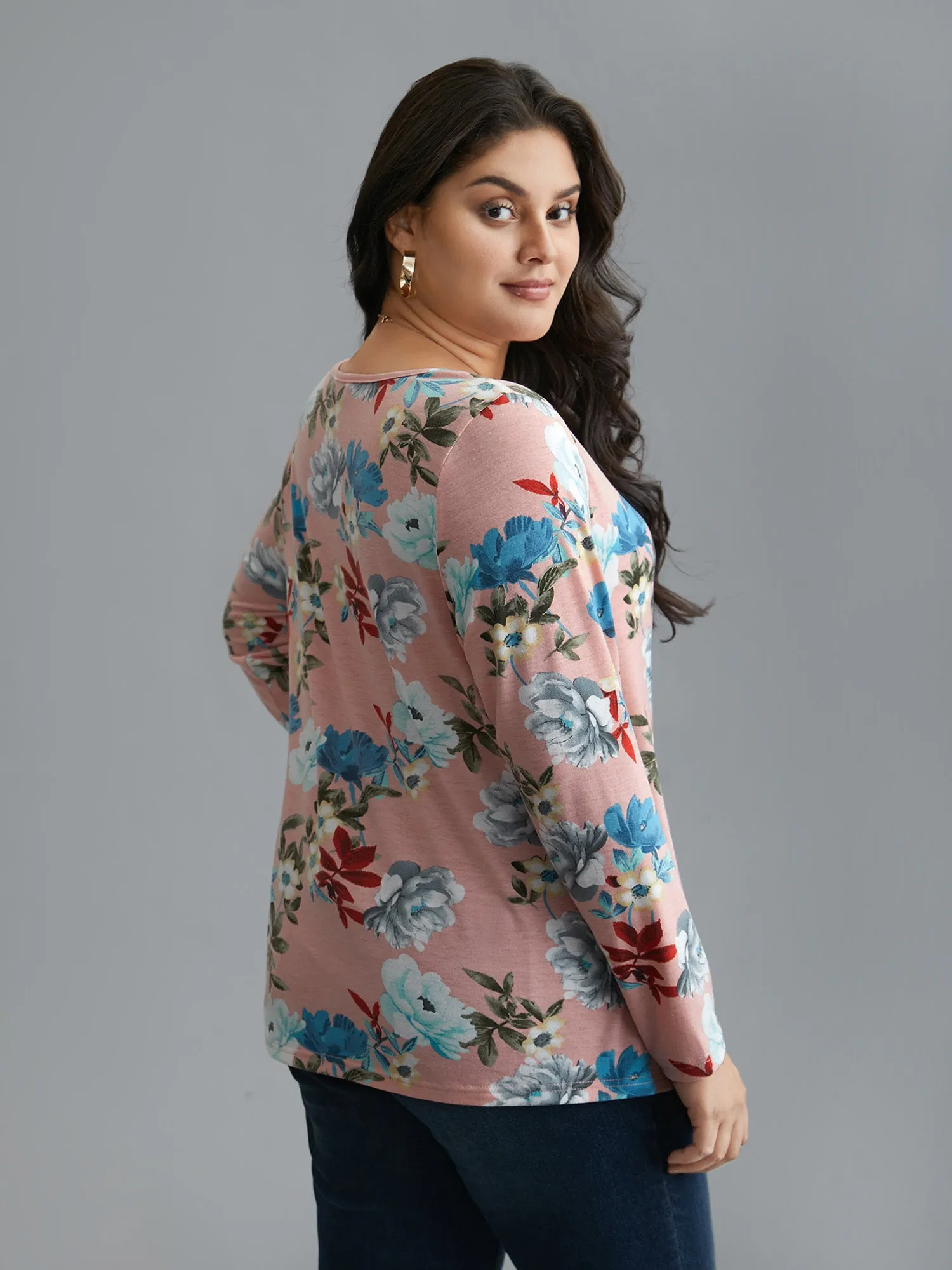 Floral Print Surplice Neck Knit Top sold by Bloomchic product image thumbnail 3