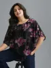Floral Asymmetrical Sheer Dolman Sleeve Blouse sold by Bloomchic