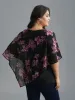 Floral Asymmetrical Sheer Dolman Sleeve Blouse sold by Bloomchic