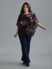 Floral Asymmetrical Sheer Dolman Sleeve Blouse sold by Bloomchic