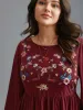 Floral Embroidery Gathered Lantern Sleeve T-shirt sold by Bloomchic