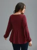 Floral Embroidery Gathered Lantern Sleeve T-shirt sold by Bloomchic