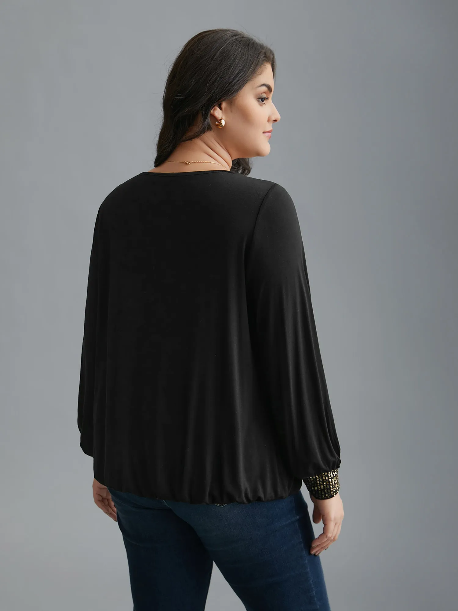 Supersoft Essentials Sequin V-Neck T-shirt sold by Bloomchic product image thumbnail 4