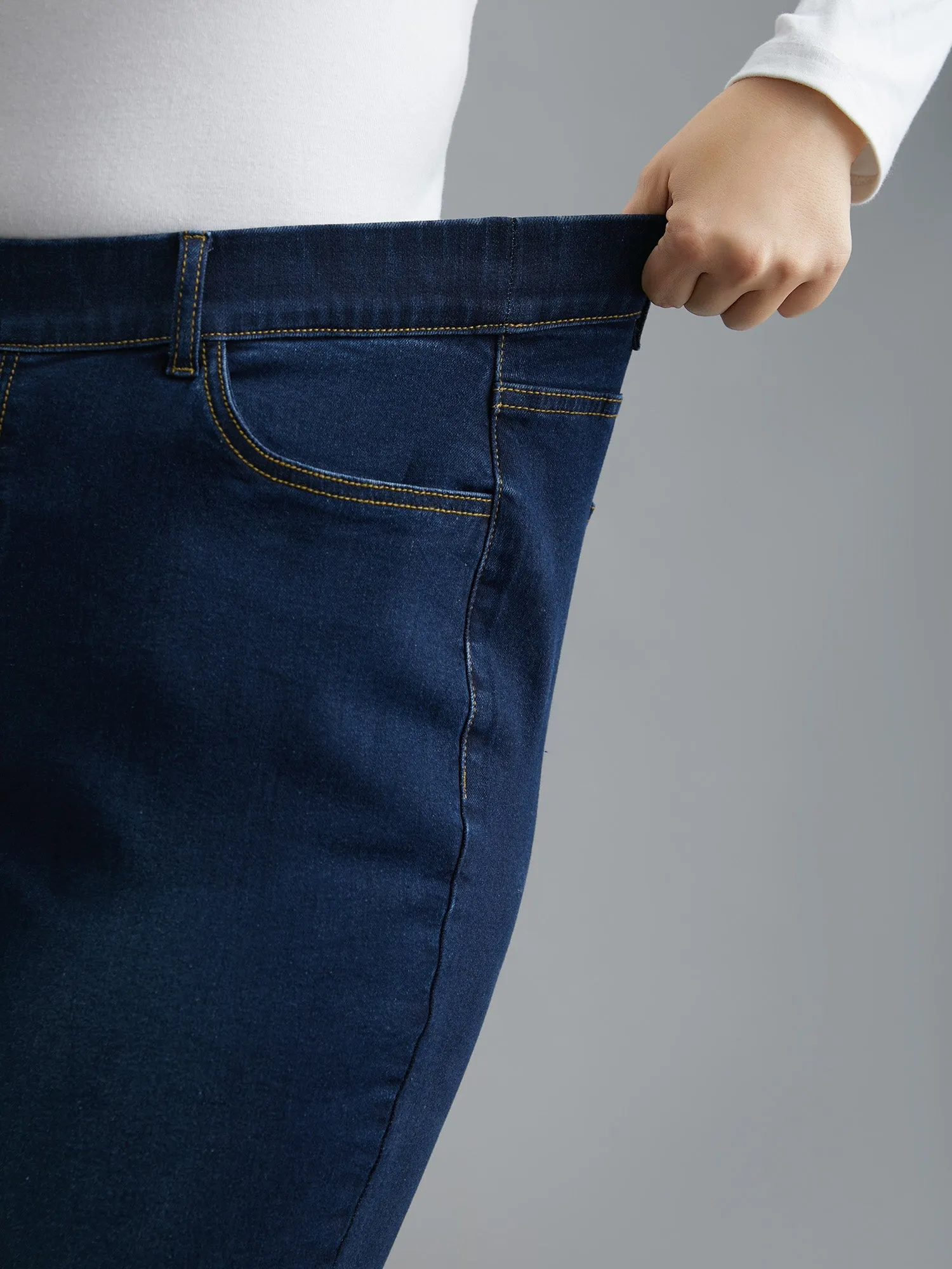 Elastic Waist Mid Rise Skinny Jeans sold by Bloomchic product image thumbnail 5