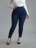 Elastic Waist Mid Rise Skinny Jeans sold by Bloomchic