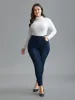 Elastic Waist Mid Rise Skinny Jeans sold by Bloomchic