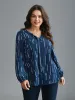 Geometric Print Notched Collar Blouse sold by Bloomchic