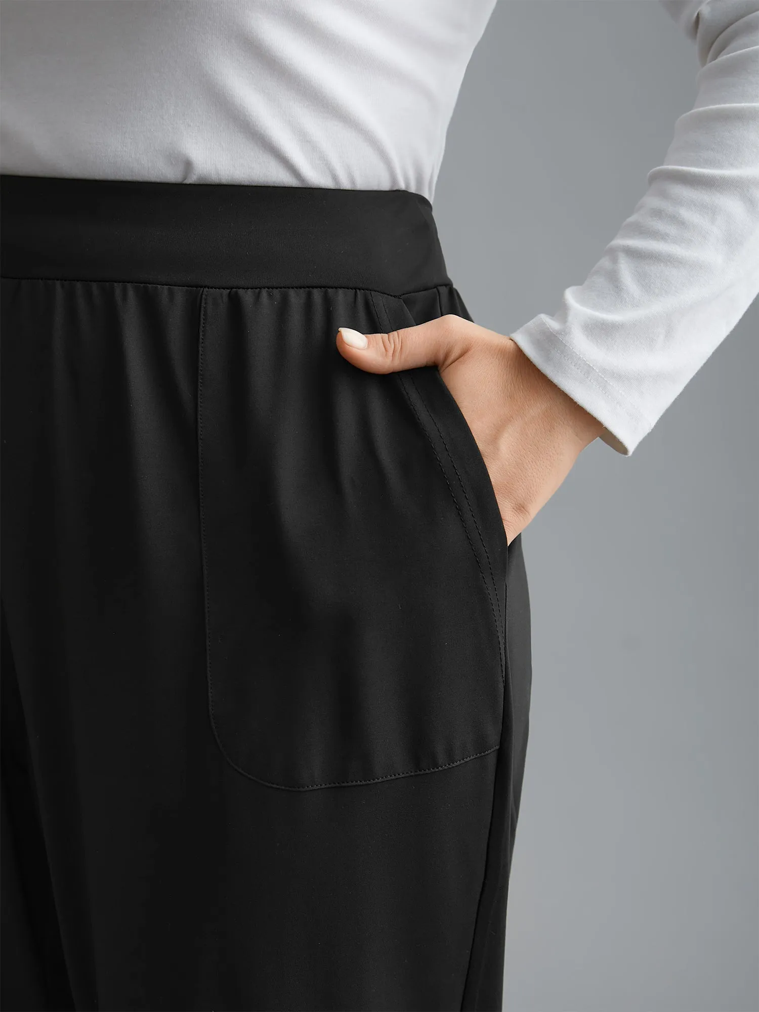 Elastic Waist Mid-Rise Yoga Jogger Pants sold by Bloomchic product image thumbnail 4