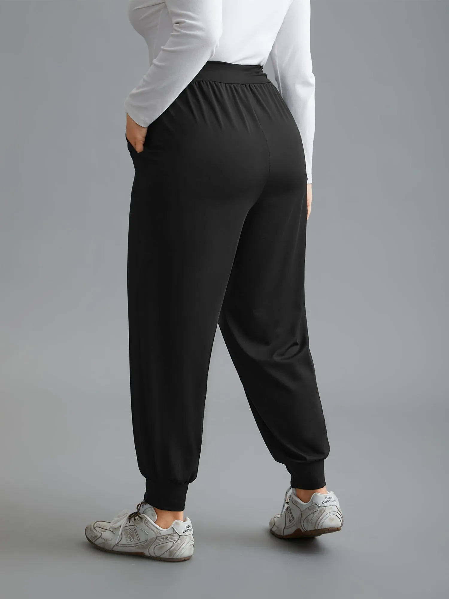Elastic Waist Mid-Rise Yoga Jogger Pants sold by Bloomchic product image thumbnail 3