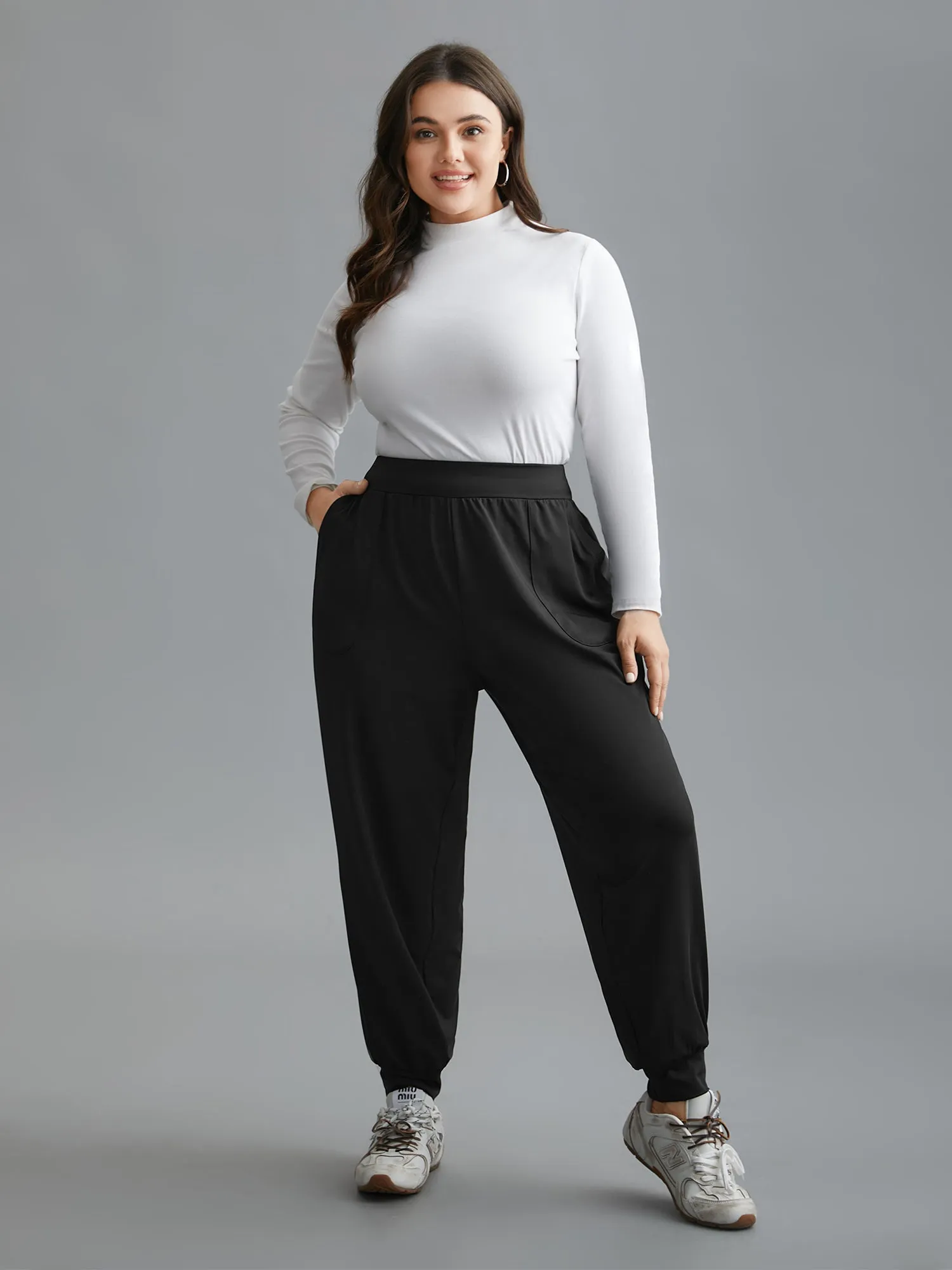 Elastic Waist Mid-Rise Yoga Jogger Pants sold by Bloomchic product image thumbnail 2
