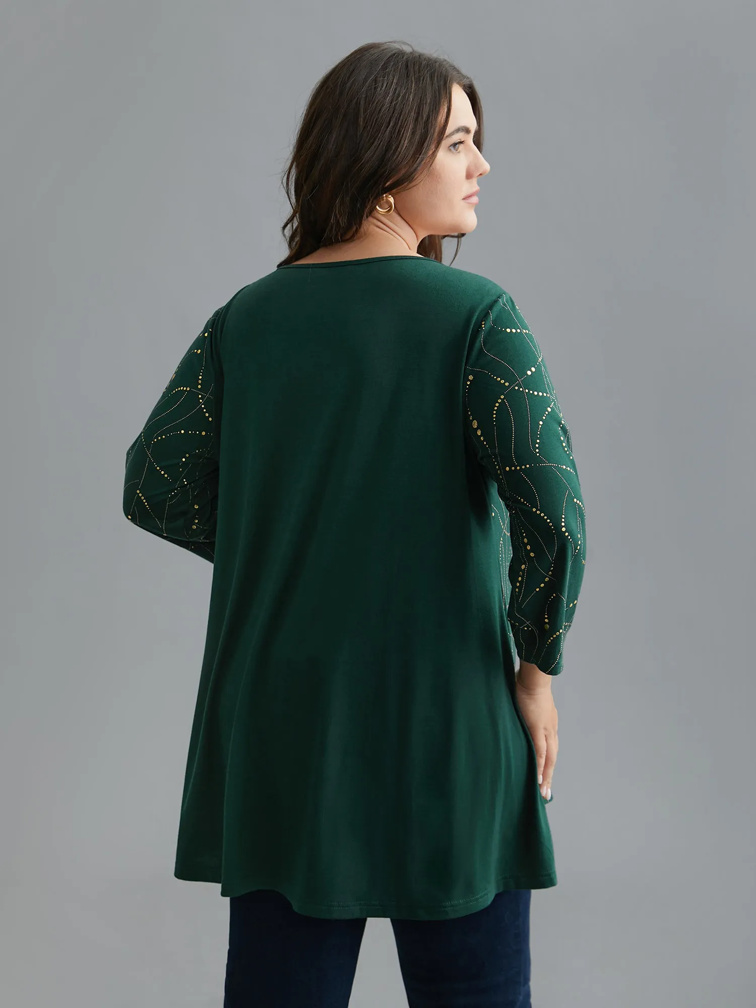 Glitter Irregular Hem Button Knit Shirt sold by Bloomchic product image thumbnail 5