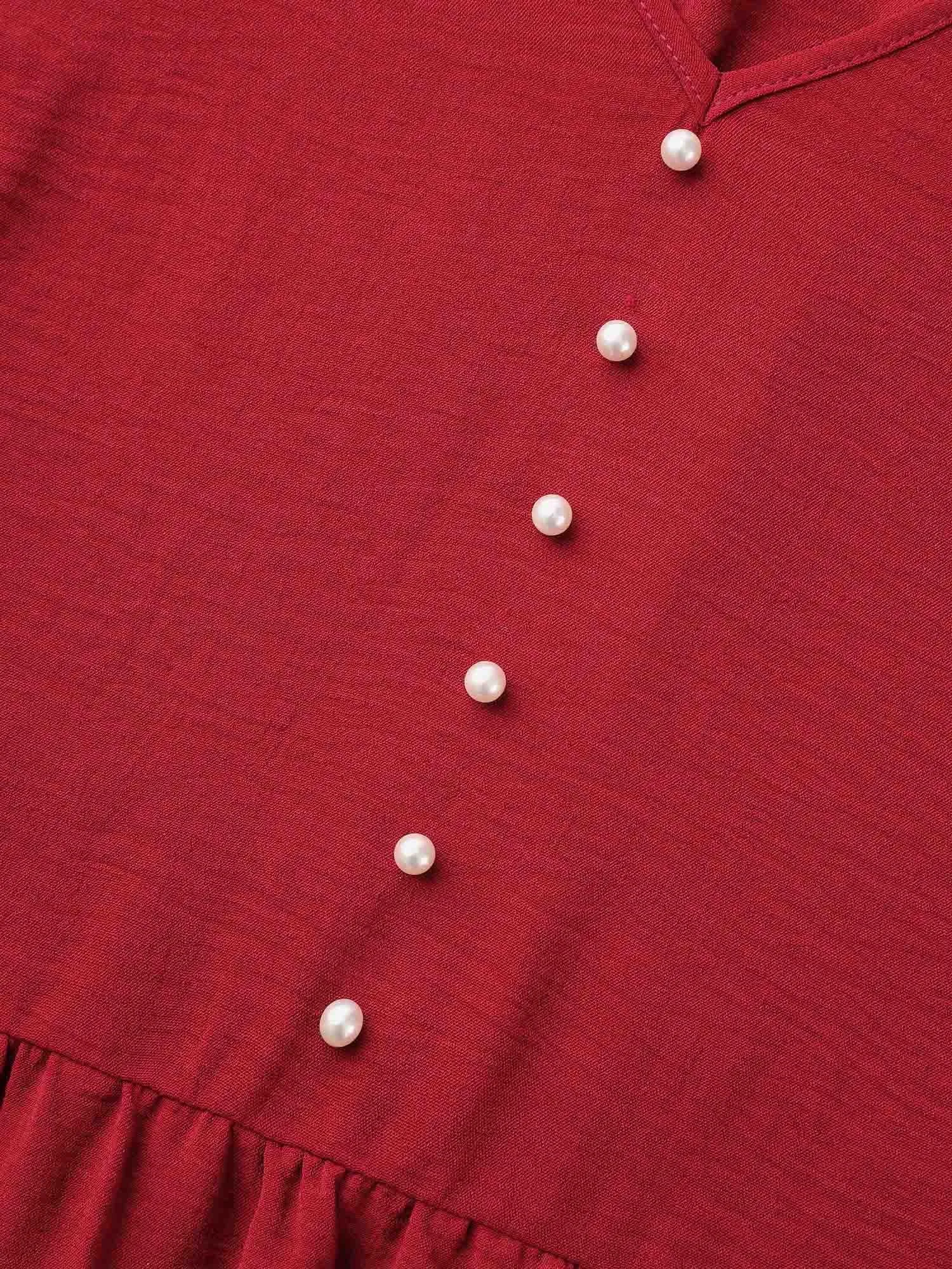 Lace Tiered Skirt Elastic Waist V-Neck Dress sold by Bloomchic product image thumbnail 5